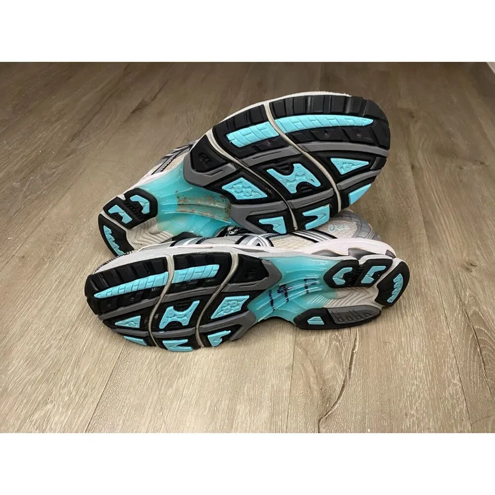 ASICS Gel-Nimbus 10.1 Tiffany Mens Size 8.5 White Silver Aqua 1203A543-105